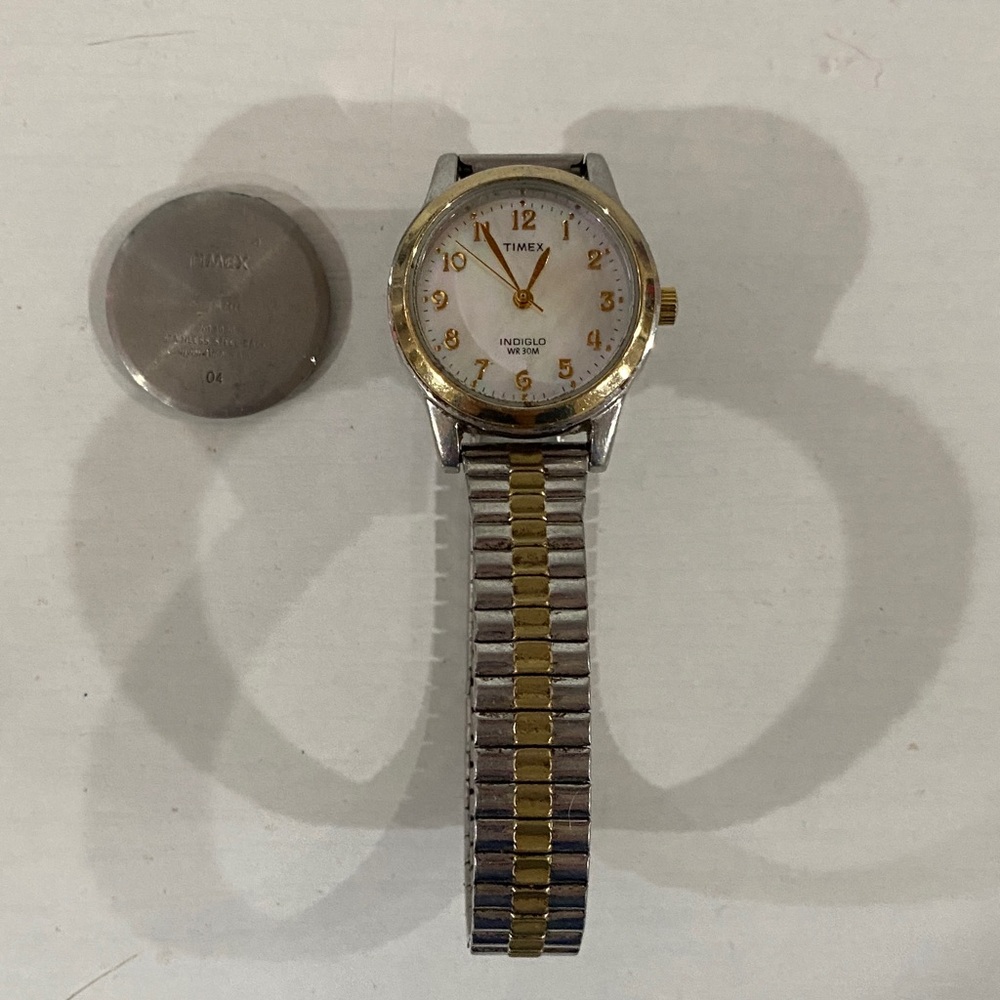 Broken Timex Two-Tone Silver and Gold Watch